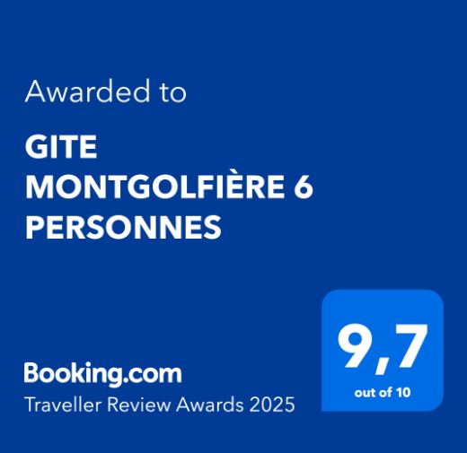 BOOKING.COM TRAVELLER REVIEW AWARD 2025 GITE 6 PERSONNES
