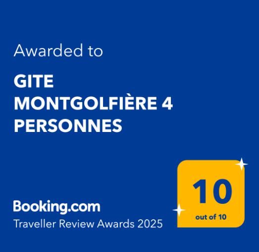 BOOKING.COM TRAVELLER REVIEW AWARDS 2025 GITE MONTGOLFIERE 4 PERSONNES